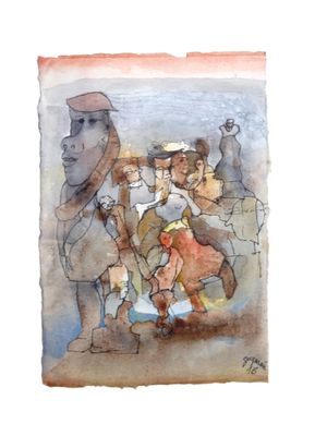 Alberto GUZMAN (1927-2017) "Réunion musicale"