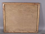 an old picture of a piece of wood with writing on it