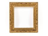 an old gold frame with a white background