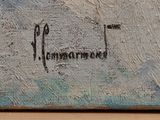 an image of a close up of a painting on a wooden surface