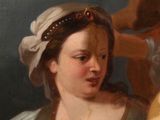 a painting of a woman holding a vase in her hand