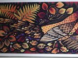 a picture of a painting of a bird in the woods