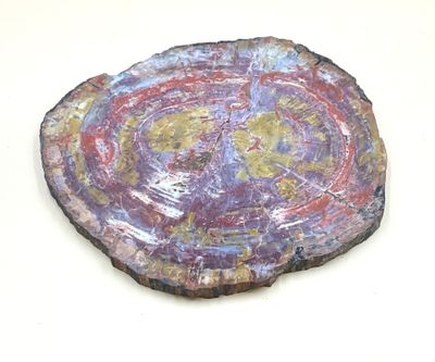 a picture of a piece of rock that has a colorful design on it