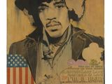 une vieille affiche représentant un homme coiffé d'un chapeau et tenant un drapeau américain