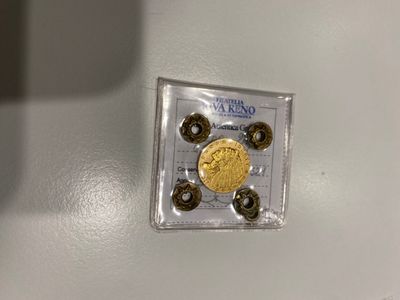 une photo d'une pièce d'or dans un étui en plastique