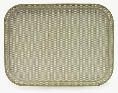 a close up of a tray on a white surface