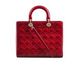 a red handbag on a white background