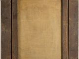 an old wooden picture frame with a brown background and a white background