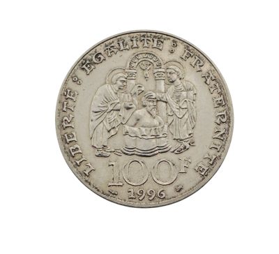 une image représentant une pièce d'argent sur laquelle figurent un homme et une femme
