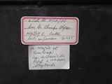 a label on the back of a black suitcase with writing on it