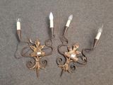 paire d'appliques murales anciennes en forme de lampes