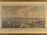 un vieux tableau représentant un grand groupe de personnes à cheval