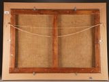 an old picture frame with a rope hanging from it ' s sides
