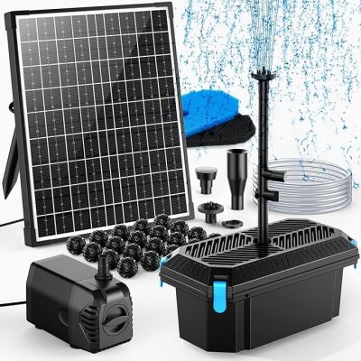 une pompe de bassin à énergie solaire, avec un panneau solaire et ses accessoires