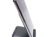 a close up of a cell phone on a stand