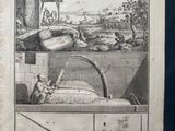 an old print of a picture of a man in a boat on the water
