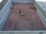a large metal box that has a bunch of red stuff in it
