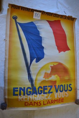 poster of a french flag and a french flag on a white wall