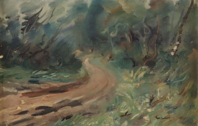 École française du XXème siècle. Paysage dans un sous-bois