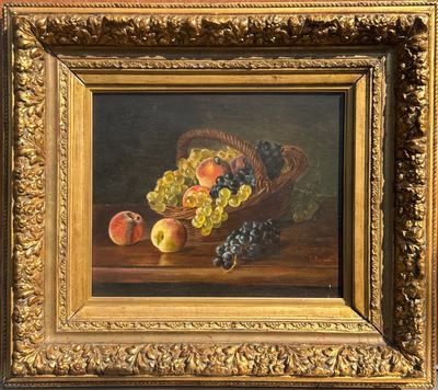 Pauline PETIT, nature morte aux raisins, HST (rentoilée)