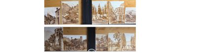quatre images différentes d'une ville sur lesquelles figure une horloge