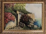 painting of a painting of a stairway leading to the sea