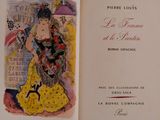 an open book with a picture of a woman in a yellow dress