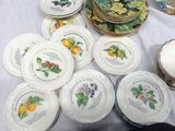 a lot of plates that are on a table
