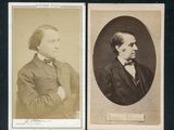 deux vieilles photos en noir et blanc représentant des hommes en costume-cravate