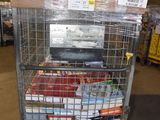 a cart full of magazines in a warehouse