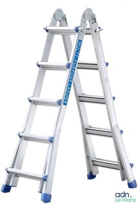two ladders with blue handles and a white top