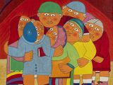 an image of a painting of a group of people standing together