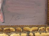 a picture of a painting of a woman ' s hand on a gold frame