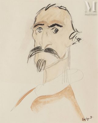 une image représentant le dessin d'un homme portant une moustache