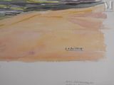 a picture of a watercolor painting of a beach