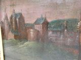 painting of a painting of a castle with a river in the foreground