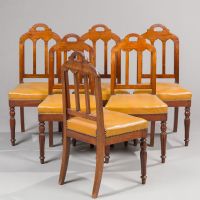 Réunion de 6 chaises et deux fauteuils en acajou et (photo 2)