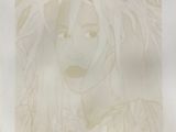 drawing of a woman with long hair and a white dress