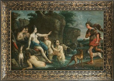 une image représentant un tableau où l'on voit un groupe de personnes dans une rivière