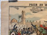 a picture of a drawing of a battle with men on horses