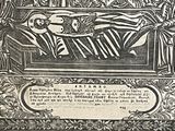 an image of a black and white drawing of a skeleton laying on a bed