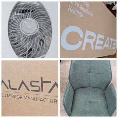 plusieurs photos d'une boîte contenant un ventilateur, d'une boîte contenant une autre boîte contenant un ventilateur, et d'une boîte contenant une autre boîte contenant un ventilateur