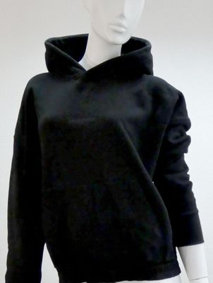 an image of a mannequin wearing a black hoodie