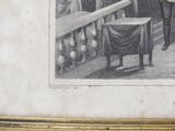 a drawing of a man standing in front of a table