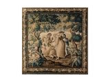 une image représentant une tapisserie sur laquelle figurent une femme et deux enfants