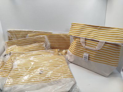 Lot de 6 - Sacs cabas - Rayures jaunes et blanches - Bandoul…