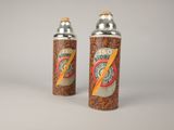 two spray cans with a no smoking sign on them
