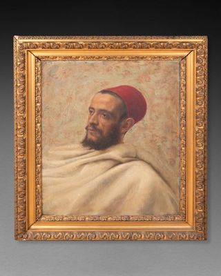 Ecole ORIENTALISTE du XIXe siècle. Portrait d'homme au fez - Photo 1