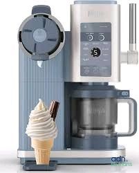 an ice cream cone sitting next to a coffee maker