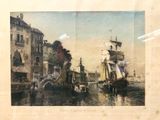 a picture of a painting of a boat in the water